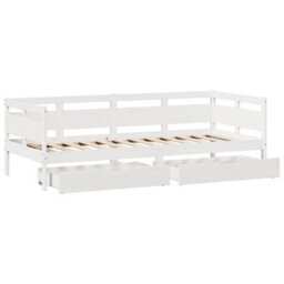 Berkfield Daybed With Drawers Without Mattress White 90X200 Cm Solid Wood - thumbnail 9
