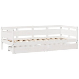 Berkfield Daybed With Drawers Without Mattress White 90X200 Cm Solid Wood - thumbnail 3