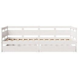 Berkfield Daybed With Drawers Without Mattress White 90X200 Cm Solid Wood - thumbnail 4