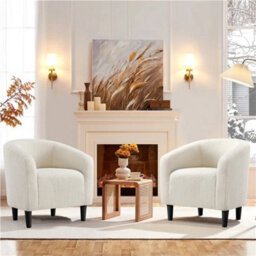 Tub Chair Armchair Boucle Club Chair For Living Room Dining Room Reception Ivory - thumbnail 4