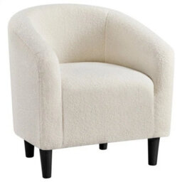 Tub Chair Armchair Boucle Club Chair For Living Room Dining Room Reception Ivory