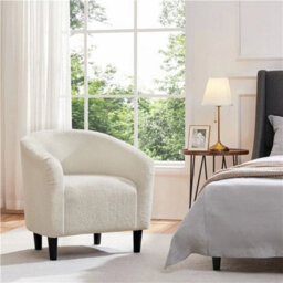 Tub Chair Armchair Boucle Club Chair For Living Room Dining Room Reception Ivory - thumbnail 5