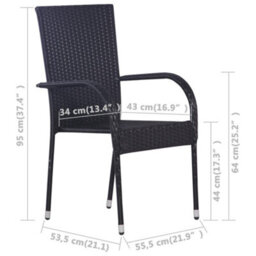 Walplus Stackable Outdoor Chairs 4 Pcs Poly Rattan Black - thumbnail 5