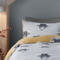 Fusion Highland Cow Print With Tartan Reverse Duvet Cover Set - thumbnail 6