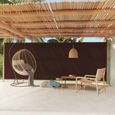 Berkfield Patio Retractable Side Awning 200X600 Cm Brown - image 1