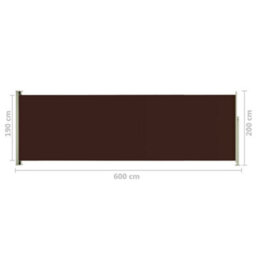 Berkfield Patio Retractable Side Awning 200X600 Cm Brown - thumbnail 8