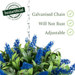 Best Artificial 24Cm Blue Lush Lavender Hanging Basket Flower Topiary Ball - Suitable For Outdoor Use - Weather & Fade Resistant - thumbnail 3