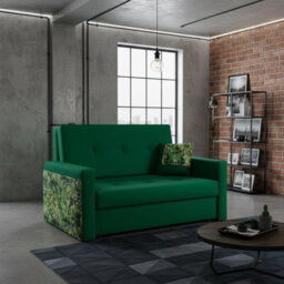 Viva Mel Ii Sofa Bed With Sleeping Function Storage Bedding Compartment Wooden Legs Wooden Frame 140X98X86Cm Dark Green - thumbnail 1