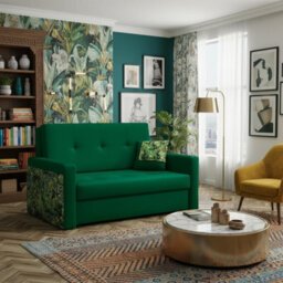 Viva Mel Ii Sofa Bed With Sleeping Function Storage Bedding Compartment Wooden Legs Wooden Frame 140X98X86Cm Dark Green - thumbnail 2