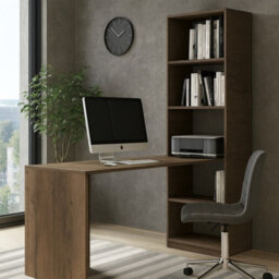 Compact Desk B1 With Universal Side Integrated Shelving For Home And Office Dark Ash - thumbnail 2