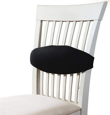 Black Adjustable Back Lumbar Supporting Chair Cushion With Machine Washable Cover - Measures H16 X W50 X D5.5Cm - image 1