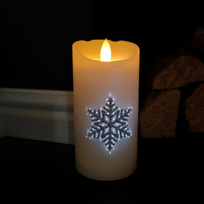 Samuel Alexander 15Cm Battery Operated Glitter Snowflake Dancing Led Candle Christmas Decoration With Thick Lines - image 1