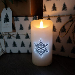Samuel Alexander 15Cm Battery Operated Glitter Snowflake Dancing Led Candle Christmas Decoration With Thick Lines - thumbnail 8