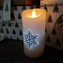 Samuel Alexander 15Cm Battery Operated Glitter Snowflake Dancing Led Candle Christmas Decoration With Thick Lines - thumbnail 4