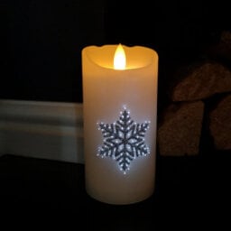 Samuel Alexander 15Cm Battery Operated Glitter Snowflake Dancing Led Candle Christmas Decoration With Thick Lines - thumbnail 1