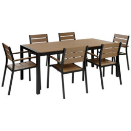 Beliani Vernio 6 Seater Garden Dining Set Brown/ Black
