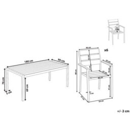 Beliani Garden Dining Set 6 Seater Vernio Brown/ Black - thumbnail 3