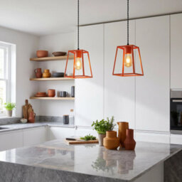 Happy Homewares Industrial Lantern Lamp Shade In Orange With Square Top And Bottom - thumbnail 6
