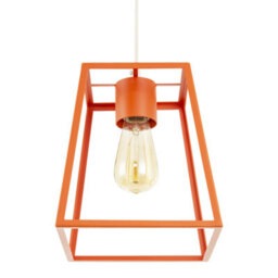 Happy Homewares Industrial Lantern Lamp Shade In Orange With Square Top And Bottom - thumbnail 5