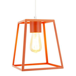 Happy Homewares Industrial Lantern Lamp Shade In Orange With Square Top And Bottom - thumbnail 2