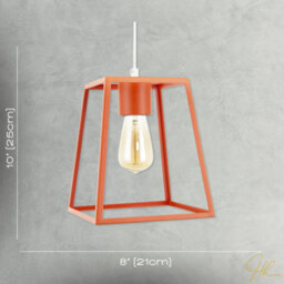 Happy Homewares Industrial Lantern Lamp Shade In Orange With Square Top And Bottom - thumbnail 7