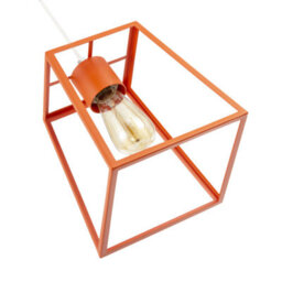 Happy Homewares Industrial Lantern Lamp Shade In Orange With Square Top And Bottom - thumbnail 4