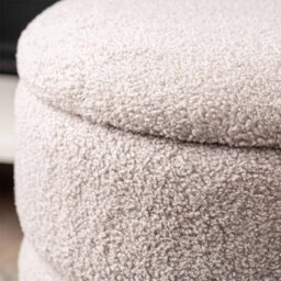 Vanity Living Velvet Boucle Storage Stool For Bedroom Furniture, Modern Round Storage Accent Stool - thumbnail 4