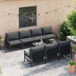 Berkfield Garden Sofa Set With Cushion 8 Pcs Anthracite Steel & Fabric - thumbnail 3