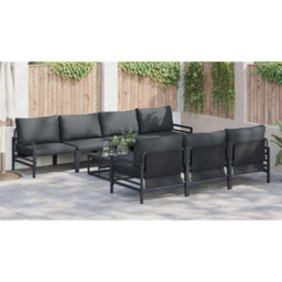 Berkfield Garden Sofa Set With Cushion 8 Pcs Anthracite Steel & Fabric - thumbnail 4