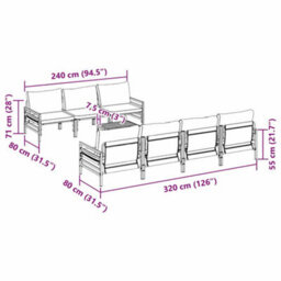 Berkfield Garden Sofa Set With Cushion 8 Pcs Anthracite Steel & Fabric - thumbnail 9