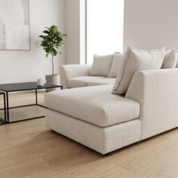 Abakus Direct Dexter Relaxed Linen Corner Sofa In Cream Right Facing With Plush Chaise Extension - thumbnail 6