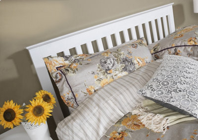 Save On Goods UK 4Ft6 Double White, Solid Wood Wooden Headboard Bed Head End Board - image 1