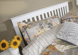 Save On Goods UK 4Ft6 Double White, Solid Wood Wooden Headboard Bed Tina Head End Board