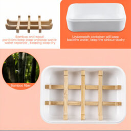 Soap Dish With Lid, Travel Soap Case With Bamboo Drainage, Leakproof Soap Box Container Holder, Plastic Draining Soap Dishes - thumbnail 3