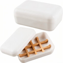 Soap Dish With Lid, Travel Soap Case With Bamboo Drainage, Leakproof Soap Box Container Holder, Plastic Draining Soap Dishes - thumbnail 2