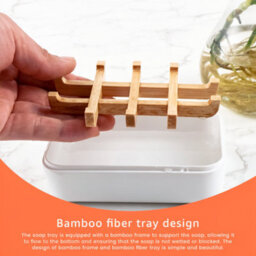 Soap Dish With Lid, Travel Soap Case With Bamboo Drainage, Leakproof Soap Box Container Holder, Plastic Draining Soap Dishes - thumbnail 4