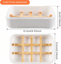 Soap Dish With Lid, Travel Soap Case With Bamboo Drainage, Leakproof Soap Box Container Holder, Plastic Draining Soap Dishes - thumbnail 6