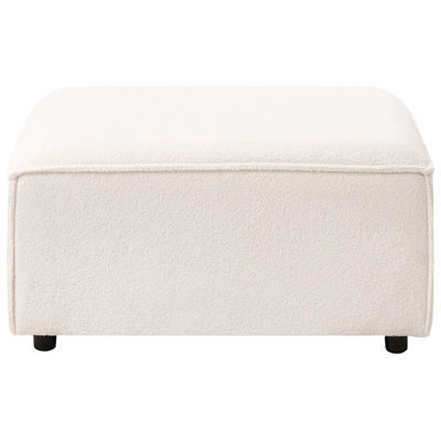 Wyld And Coco White Bouclé Square Ottoman, Modern Footstool W88 X D88 X H43Cm - image 1