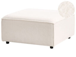 Wyld And Coco White Bouclé Square Ottoman, Modern Footstool W88 X D88 X H43Cm - thumbnail 3