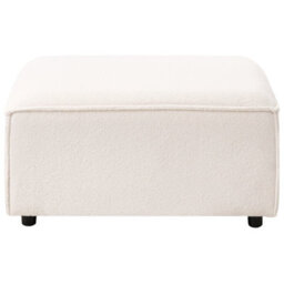 Wyld And Coco White Bouclé Square Ottoman, Modern Footstool W88 X D88 X H43Cm - thumbnail 1