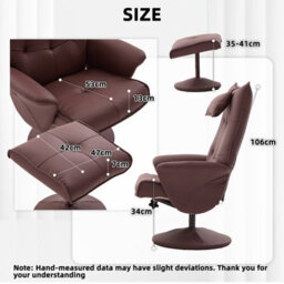 Recliner Chair With Footstool Swivel Chair - Brown - thumbnail 9