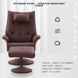 Recliner Chair With Footstool Swivel Chair - Brown - thumbnail 2