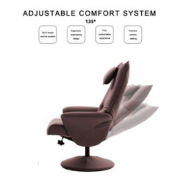 Recliner Chair With Footstool Swivel Chair - Brown - thumbnail 3