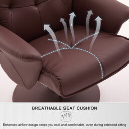 Recliner Chair With Footstool Swivel Chair - Brown - thumbnail 4