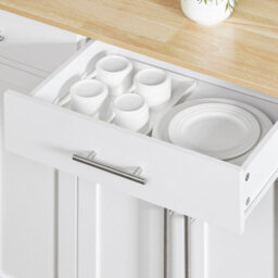Sobuy Fkw129-Nw, Kitchen Island On Wheels Rolling  Storage Trolley With Extendable Rubber Wood Worktop,w115Xd68.7Xh91 - thumbnail 7