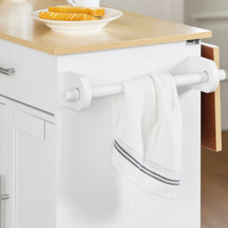 Sobuy Fkw129-Nw, Kitchen Island On Wheels Rolling  Storage Trolley With Extendable Rubber Wood Worktop,w115Xd68.7Xh91 - thumbnail 8