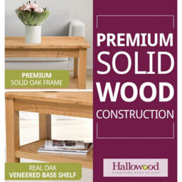 Coffee Table, Large Solid Oak Rectangular Centre Table, Wooden Tv Stand, 1 Shelf - thumbnail 4