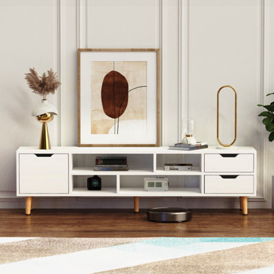 140Cm High Gloss Floating Tv Stand Unit Modern Living Room Cabinet Storage - image 1