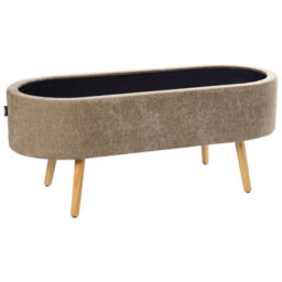 Beliani Upholstered Storage Bench Oklahoma Chenille Light Brown With Storage - thumbnail 6