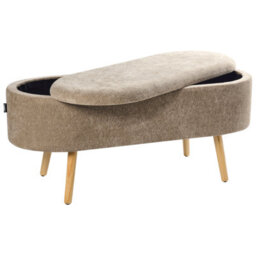 Beliani Upholstered Storage Bench Oklahoma Chenille Light Brown With Storage - thumbnail 5